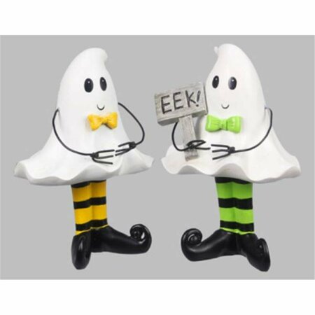 YOUNGS Resin Halloween Standing Ghost Accent with Wire Arms, Assorted Color - 2 Piece 80239